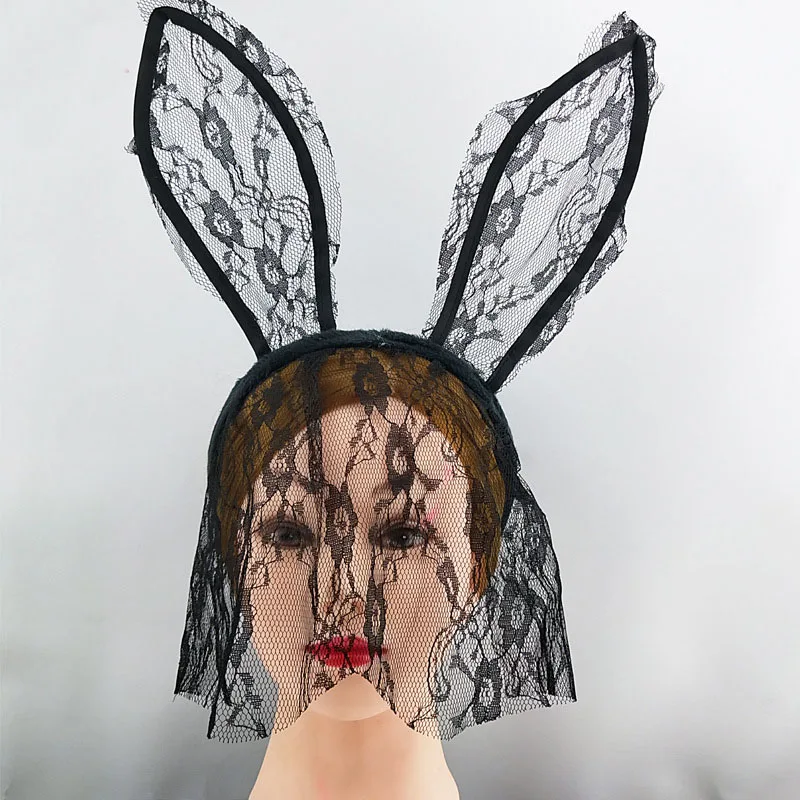 Kids Face Mask - Bando telinga kelinci pesta dengan topeng
