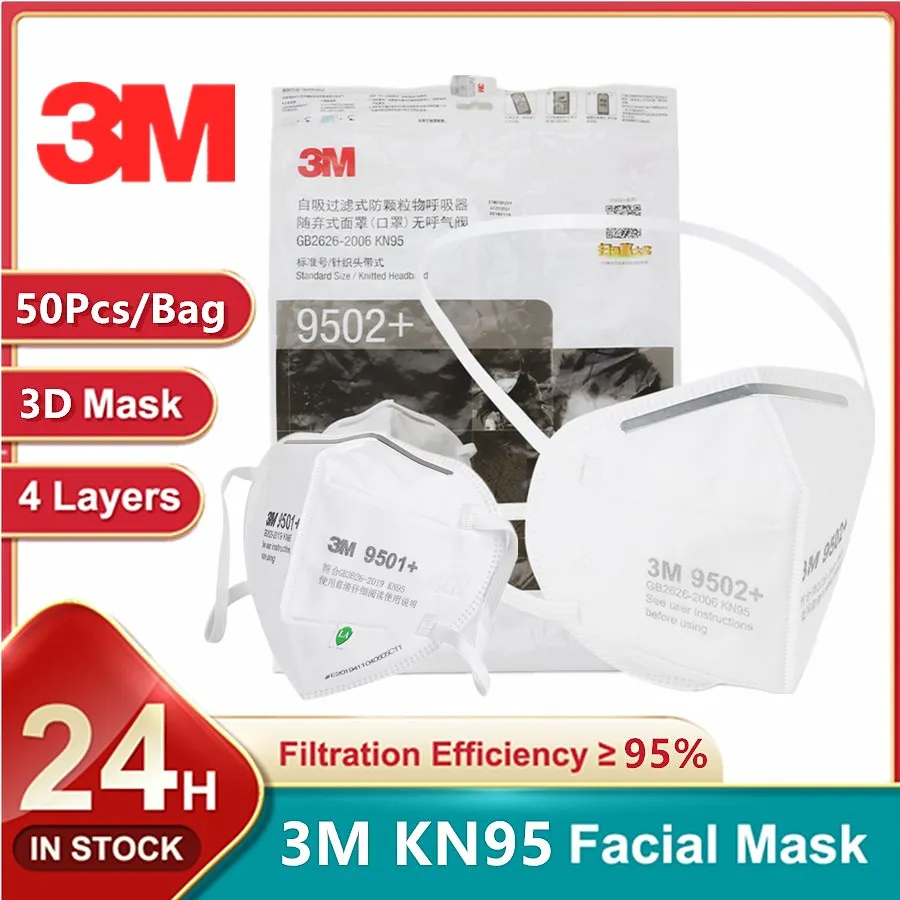 3M Mask 9502+ - 50 buah/tas 3M KN95 masker wajah