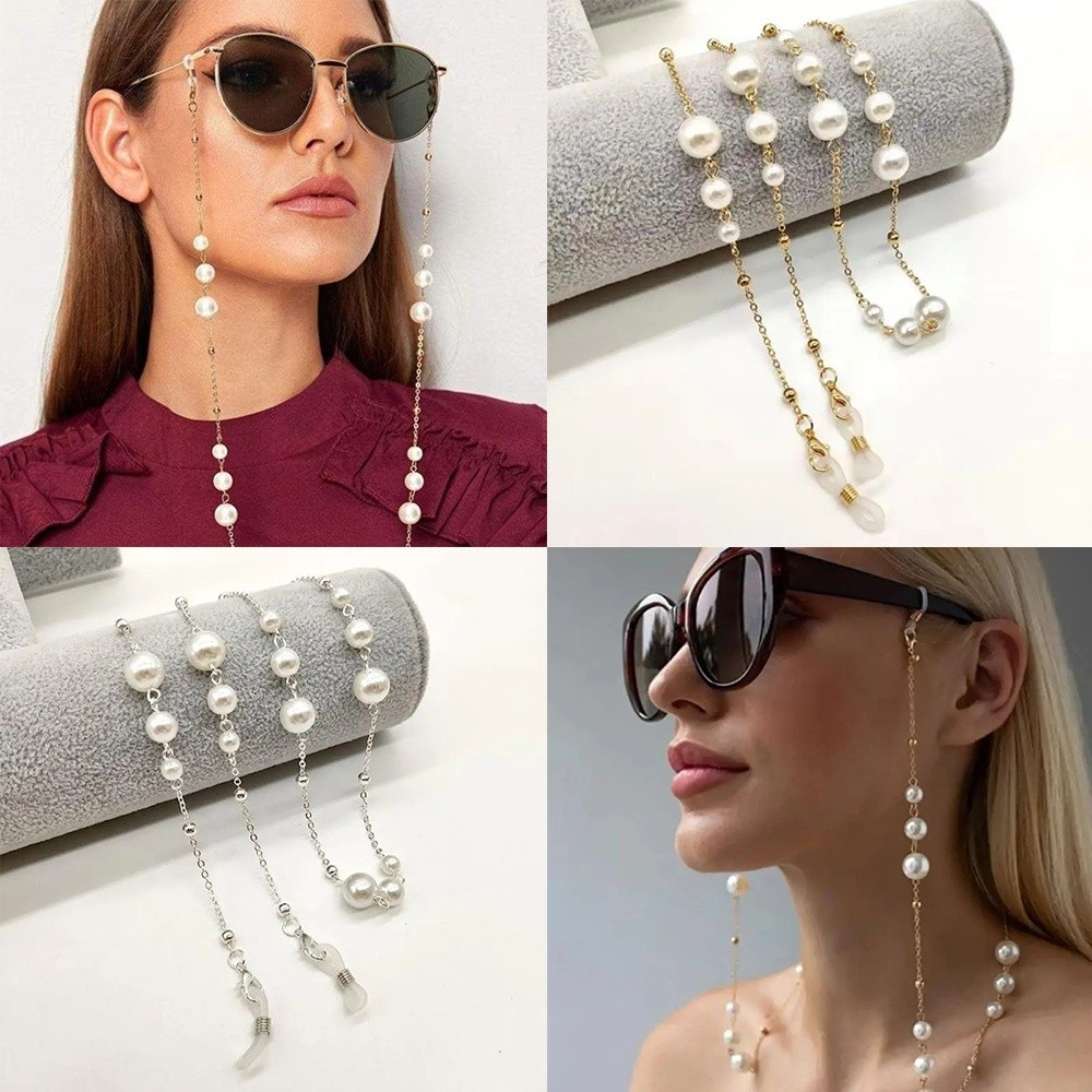 Mask Lanyard Adjustable - Rantai Kacamata Mutiara Trendi, Tali Kacamata