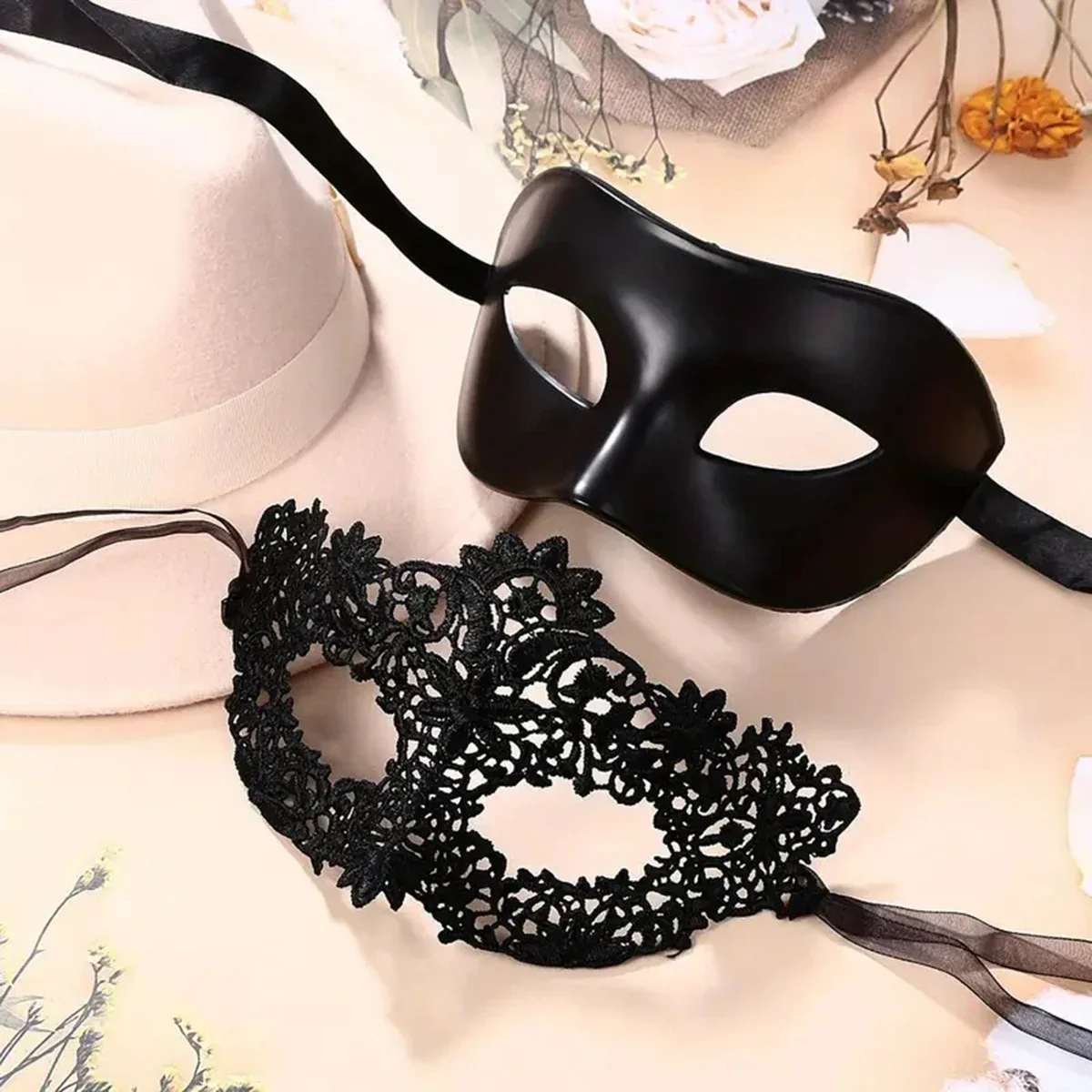 2 buah Set Masker Topeng Renda - Black Face Mask Pack ulasan dan harga